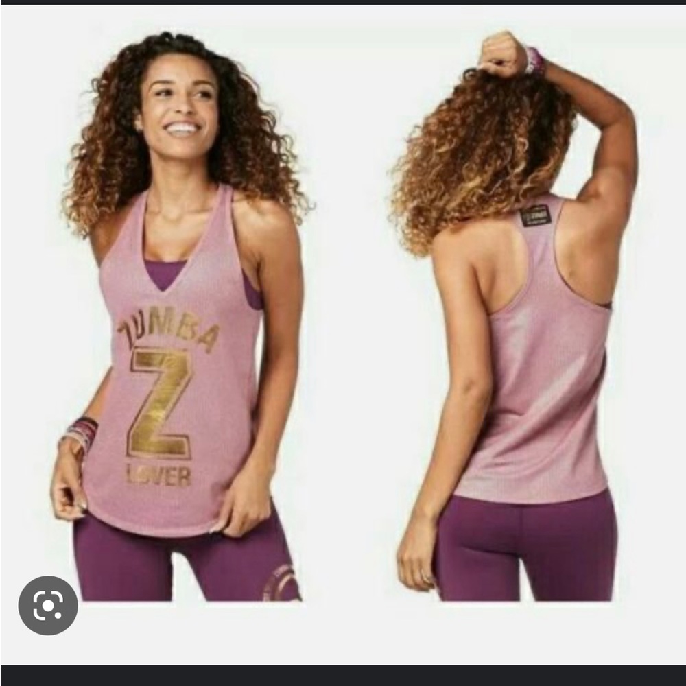 Zumba Lover Pink Metallic Mesh Tank Size XL